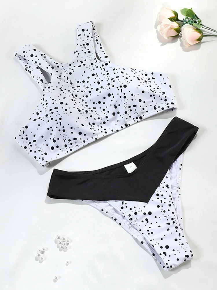 

Miyouj Dot Print Swimsuit Women Sexy Bikini Sets Halter Swimwear Patchwork Bikinis Low Wasit Bathing Suits Brazilian Biquini