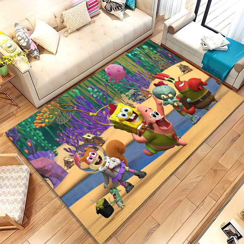 Funny S-SpongeBob Patrick Star Cartoon Living Room Non-Slip Area Rug Soft Carpet for Bedroom Playroom Sofa,Home Decor Doormat