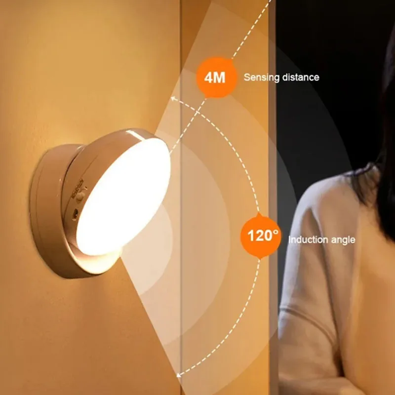 Veilleuse LED Intelligente à Induction Humaine, Chargeur USB, pour Armoire de oral et, Éclairage de Garde-Robe à Domicile, Capteur de Mouvement