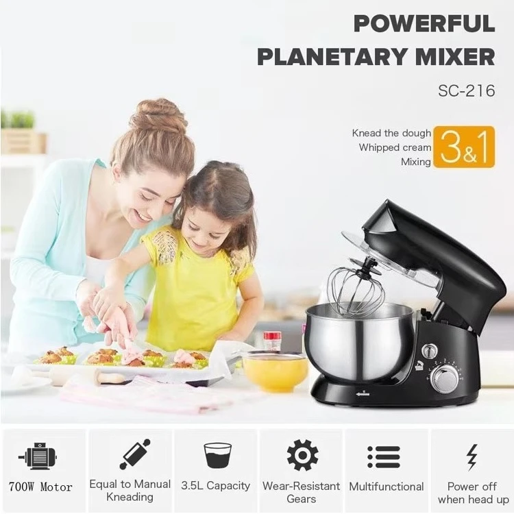 High Quality 1300W Commercial Bakery Dough Mixer 7 Iter Stand Electrical Baking Mixer Mixing Bowl High Quality Planetary Stand