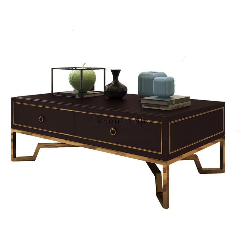 

Light luxury coffee table simple modern paint drawer storage table storage tea table