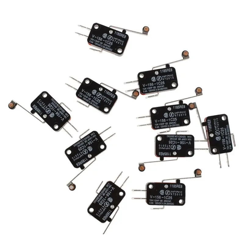 10 Pcs Micro Limit Switch Long Hinge Roller Lever Arm Snap Action LOT-DTA9