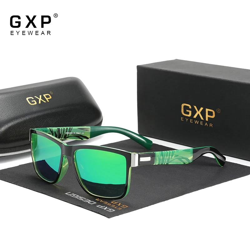 GXP Brand Square Retro Polarized UV400 Sunglasses For Men Carbon Fiber Pattern Design Outdoor Women Zebra-stripe Frame Eyewear