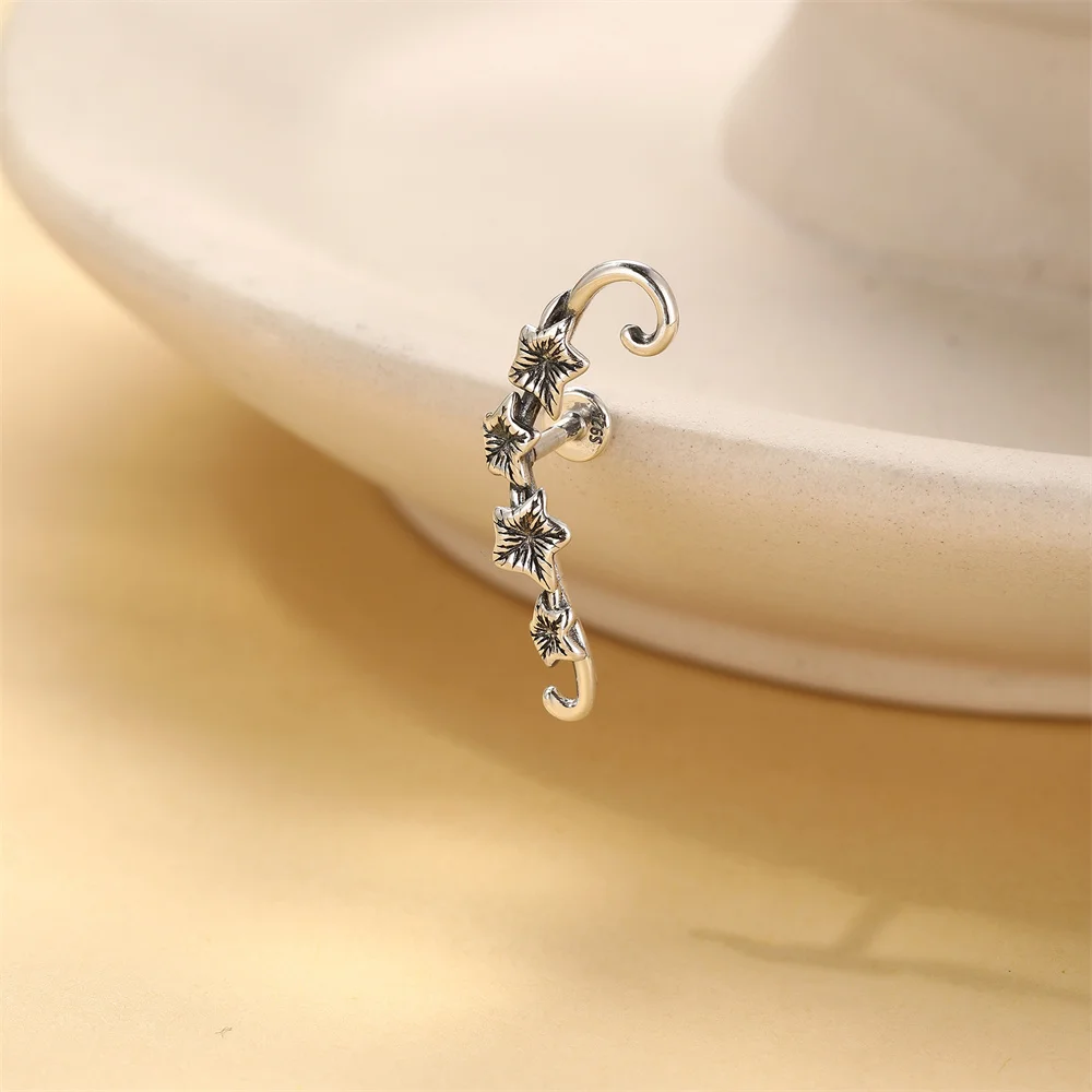 CANNER 1 Stück 925 Sterling Silber Gotischer Blumen-Ohrstecker für Damen, Europa und Amerika, Vintage-Ohrstecker, Geschenk – Detail 3