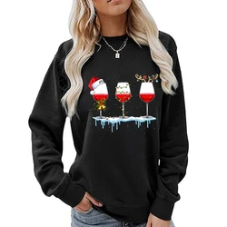 (A+Quality)New Women's Hoodless Sweatshirts Christmas Pattern Print Round Neck Sweater Fashion Graphic Cool Soft Ladies Pullover