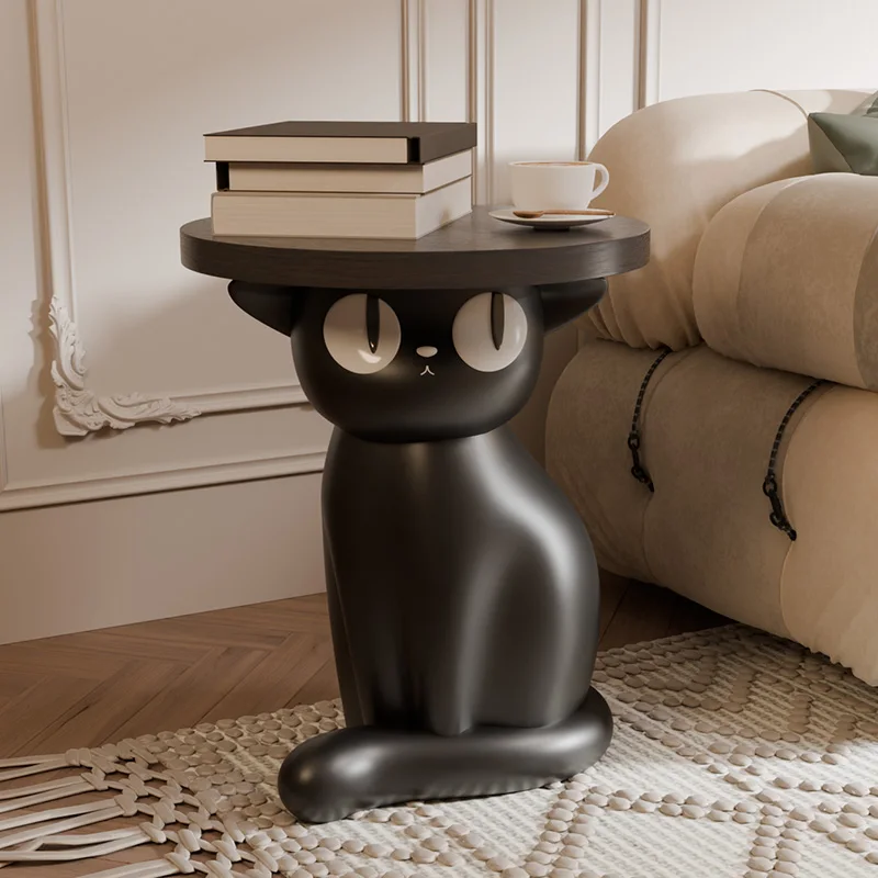 Creativity Black Cat Living Room End Table Cartoon Animals Side Table Bedroom Nightstand Playful Home Decor Accent Furniture