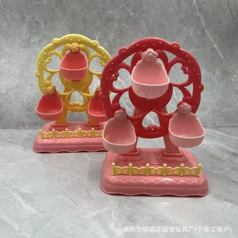 Kids Pretend Play Mini Ferris Wheel Model Simulation Amusement Park Scene Decor Girl Toy Accessory