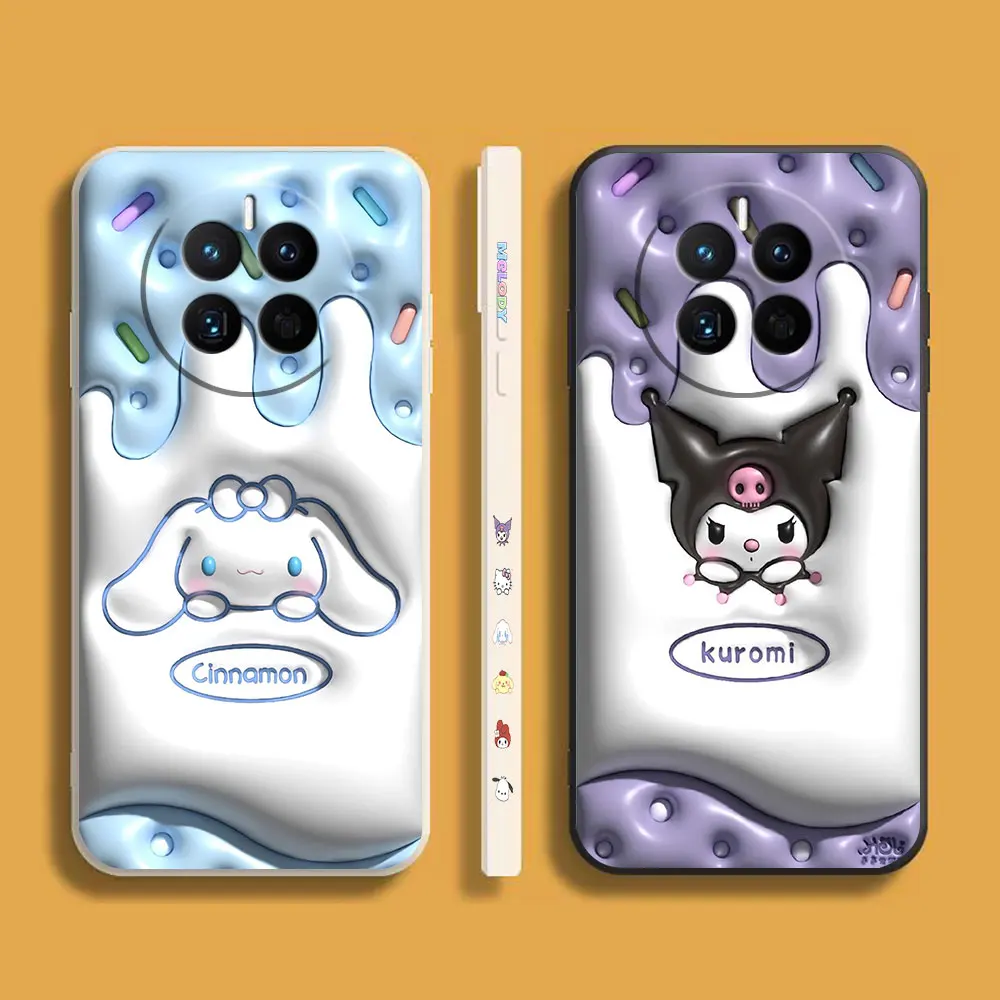 Cute Cinnamoroll kuromi Phone Case For Huawei MATE 10 20 20X 30 40 P20 P30 P40 P50 LITE PRO PLUS Colour Liquid Case Funda Capa