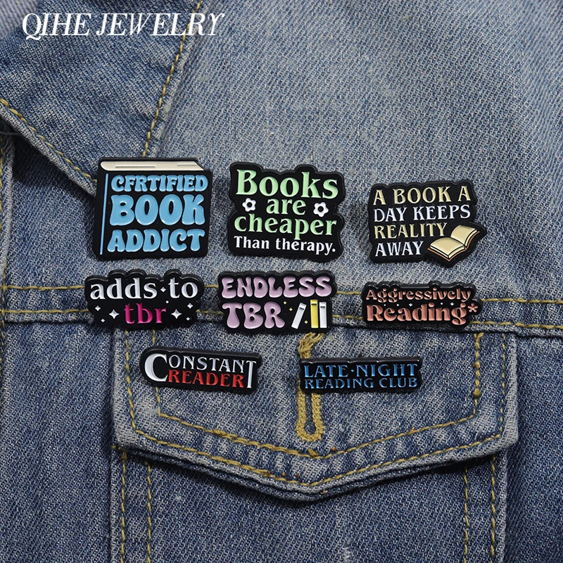 Cfrtified Book Addict Enamel Pins Custom Constant Reader Aggressively Reading Brooch Lapel Badges Jewelry Gift for Kids Friends