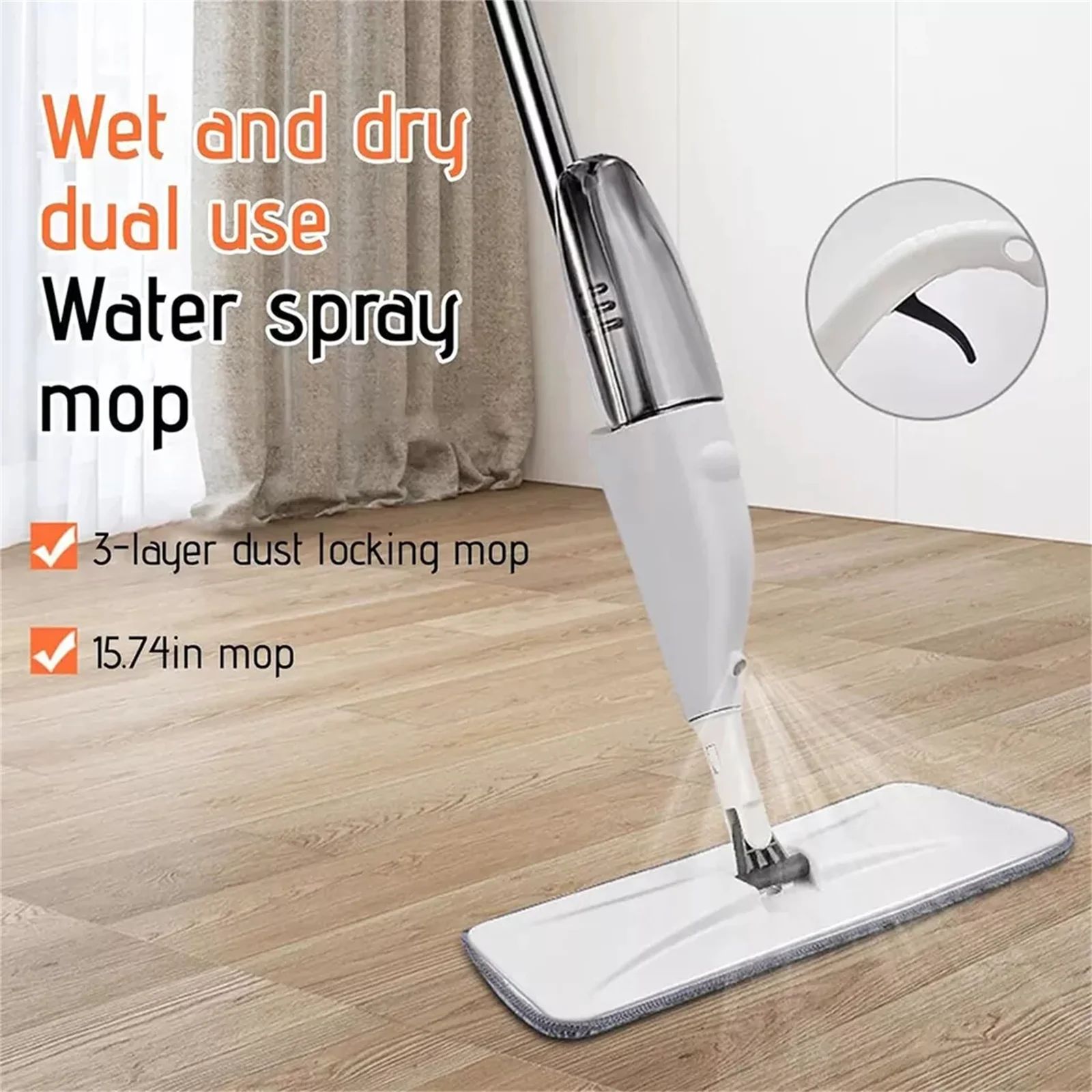 

HBN Spray Mop for Floor Cleaning with 2 Washable Pads, Wet Dry Microfiber Mop