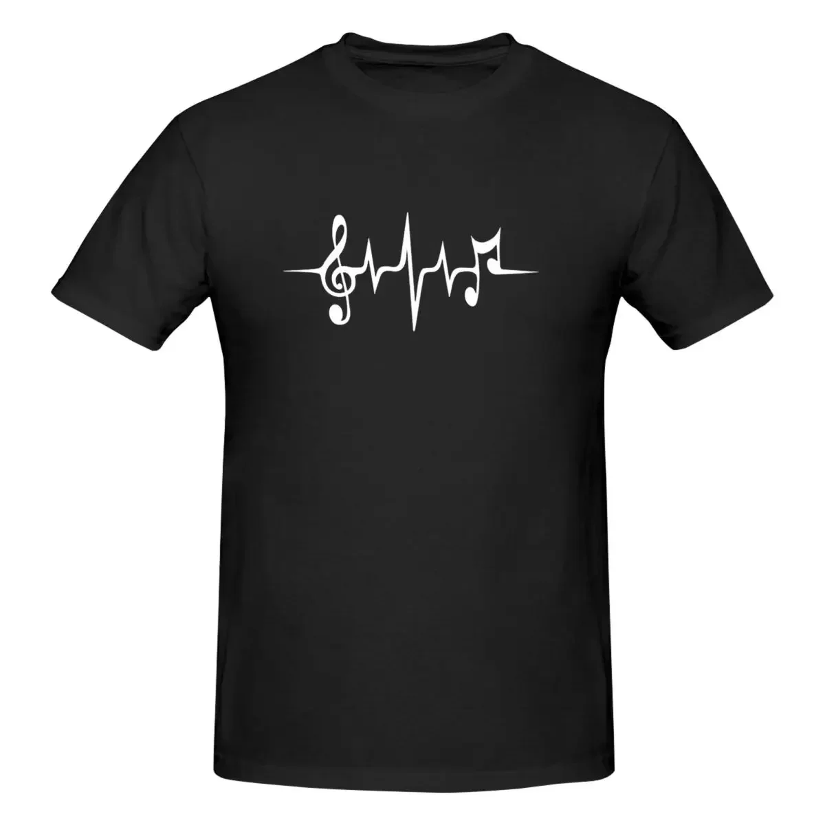 Music Pulse, Notes, Clef, Frequency, Wave, Sound, Dance 100% Cotton T-shirt Men's Fashion T Shirts Men crew Neck Short Sleeve