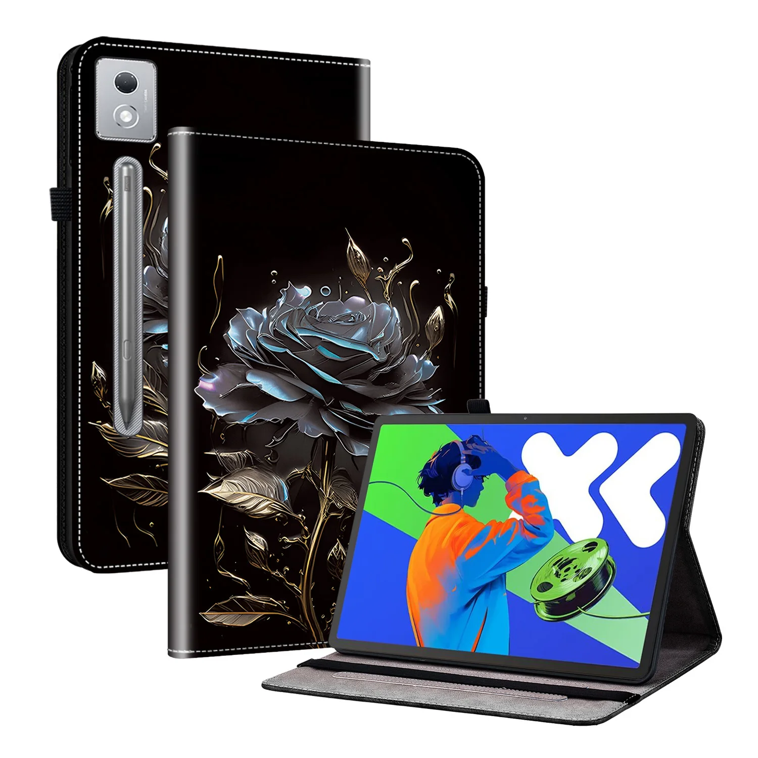 Luxury PU Leather Case for Lenovo Tab P12 Xiaoxin Pad Pro 12.7 2nd Gen 2025 TB-373FU 375FC TPU Back Stand Cover With Card Slot