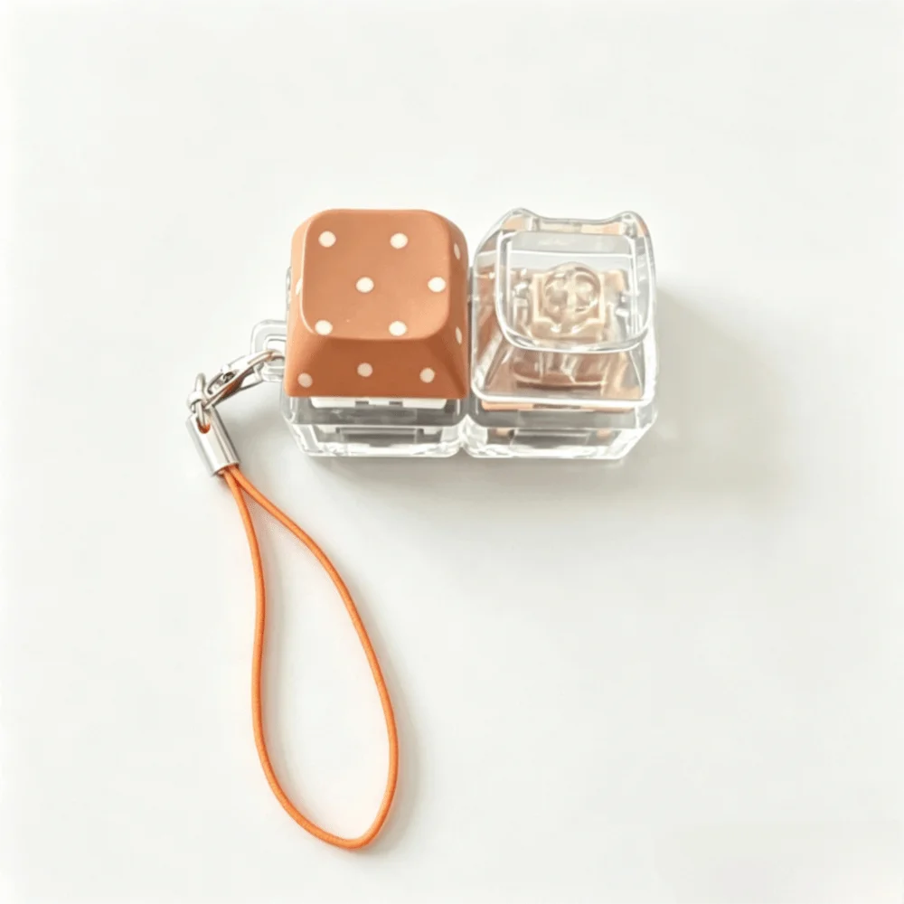 Dot Keycap Fidget Keychain Light Up Glowing Mechanical Keyboard Keycaps Keyring 2-Key Push Button Finger Button Press Keychain