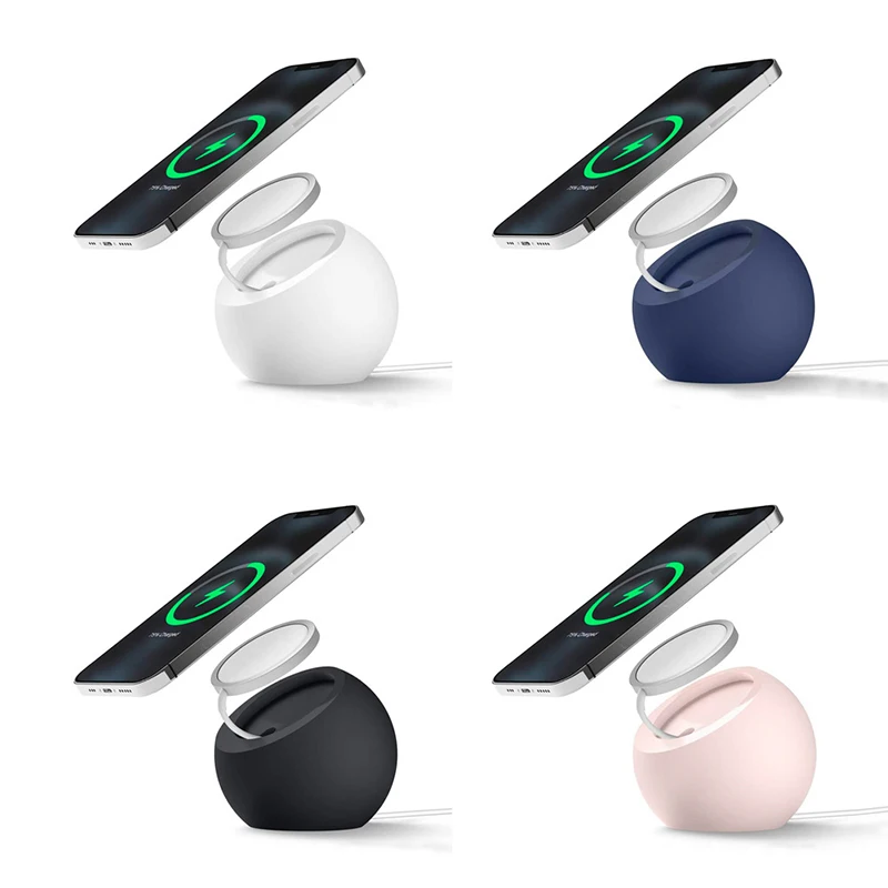 

Desktop Ball Shape Magnetic Silicone Charging Desk Holder Stand for Magsafe IPhone 16 Macsafe Charger Dock Station Accessories
