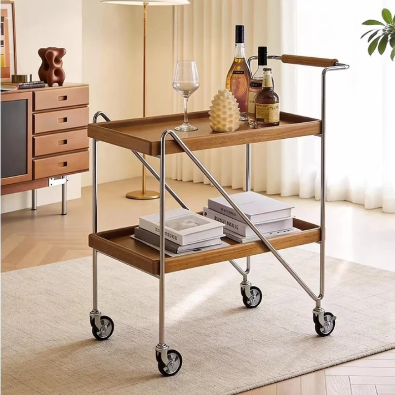Medieval-style Salon Trolley Solid Wood Double-layer Salon Trolley Storage Commercial Furniture Carrello Parrucchiere ZY40TC