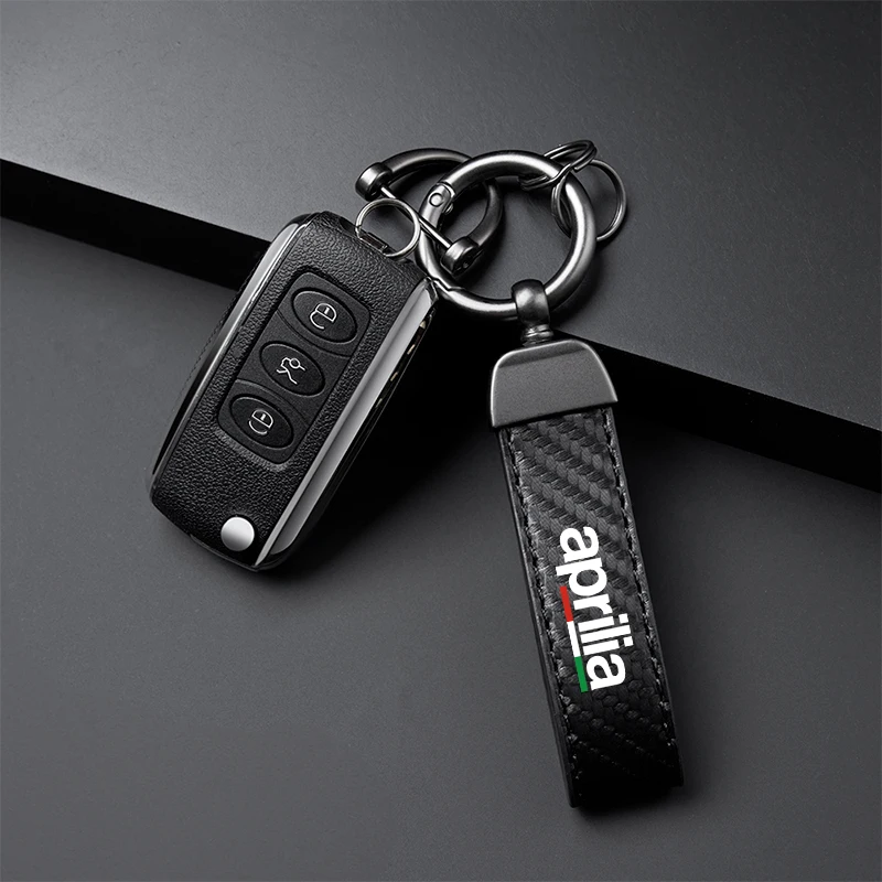 For Aprilia RSV4 RSV1000/R Caponord 1200 Dorsoduro 750 Shiver Tuono 1000/R V4R Carbon Fiber Motorcycle Keychain Holder Keyring