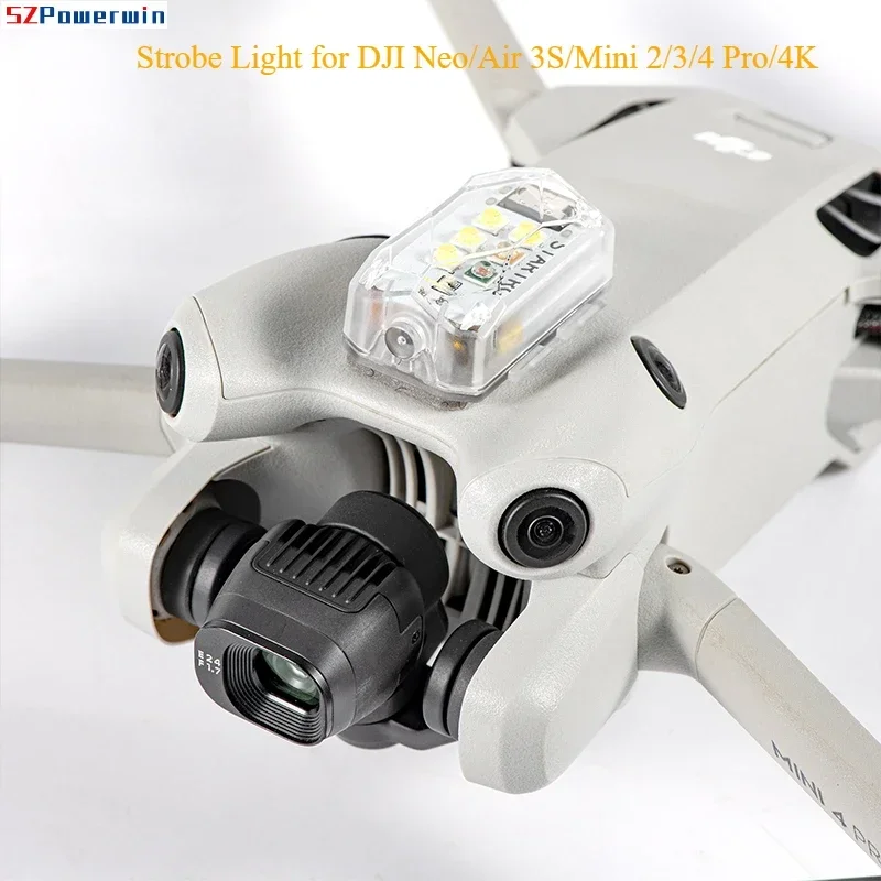 SZPowerwin Strobe Light Night Flight LED Flashing Signal Light For DJI Air 3S/Mini 2/3/4 Pro/4K DJI Neo Accessories Searchlight