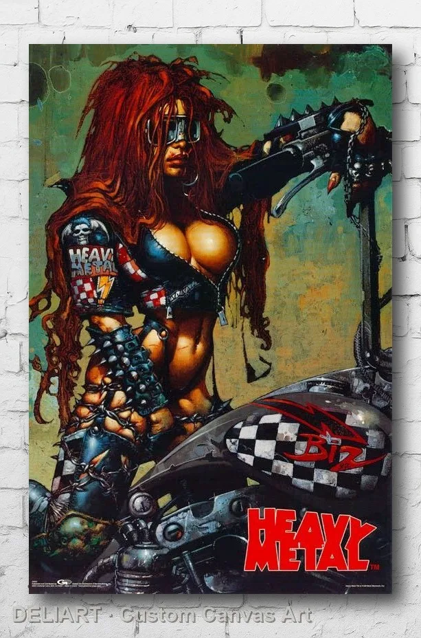 

HEAVY METAL - BIKE SEXY Canvas Poster Custom Size Available Room Decoration Home Decor Wall Art