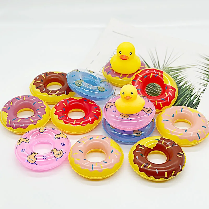 water games toys inflatable mini swimming rings neighborhood children\'s swimming rings donuts Little Yellow Duck Pattern Toy