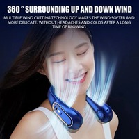 3000mAh Hanging Neck Fan Portable Bladeless Mini USB Rechargeable Mute LED Digital Display Electric Fan Summer Air Cooler ﻿