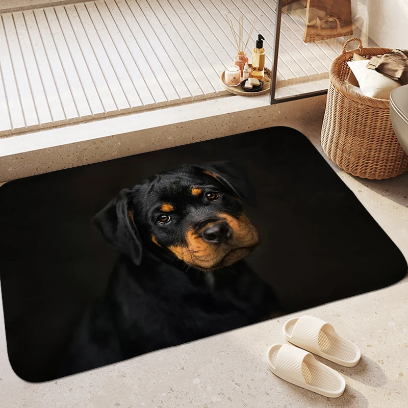 Custom Hallway Rug Rottweiler Aesthetic Bathmat Bathroom Carpet for Bedroom House Interior Entrance Mat Room Decorating Items