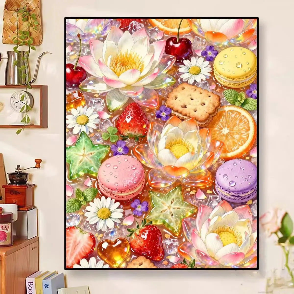 

9CT 14ct Cross Stitch Embroidery Kit DIY Needlework Set with Needles And 72 Colors Threads Printed Kits for Crafts Dessert