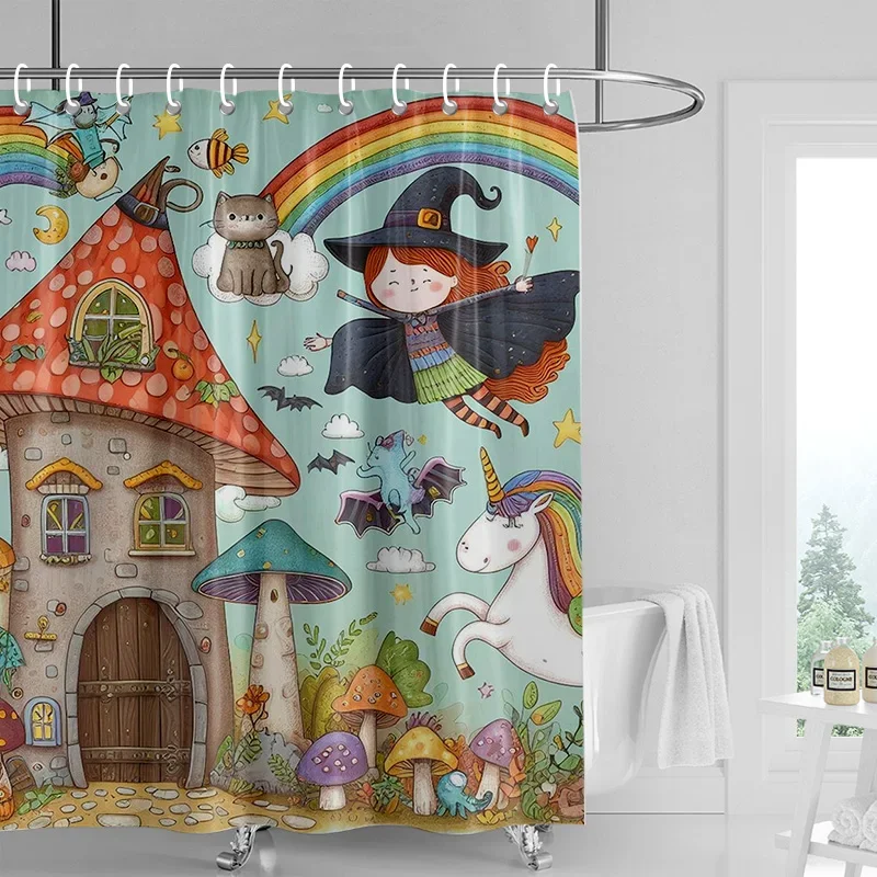 マジカルキッズシャワーシャワーカーテン洗える汚れに強いシャワーヘッド防水ポリエステルバスカーテン家の装飾用