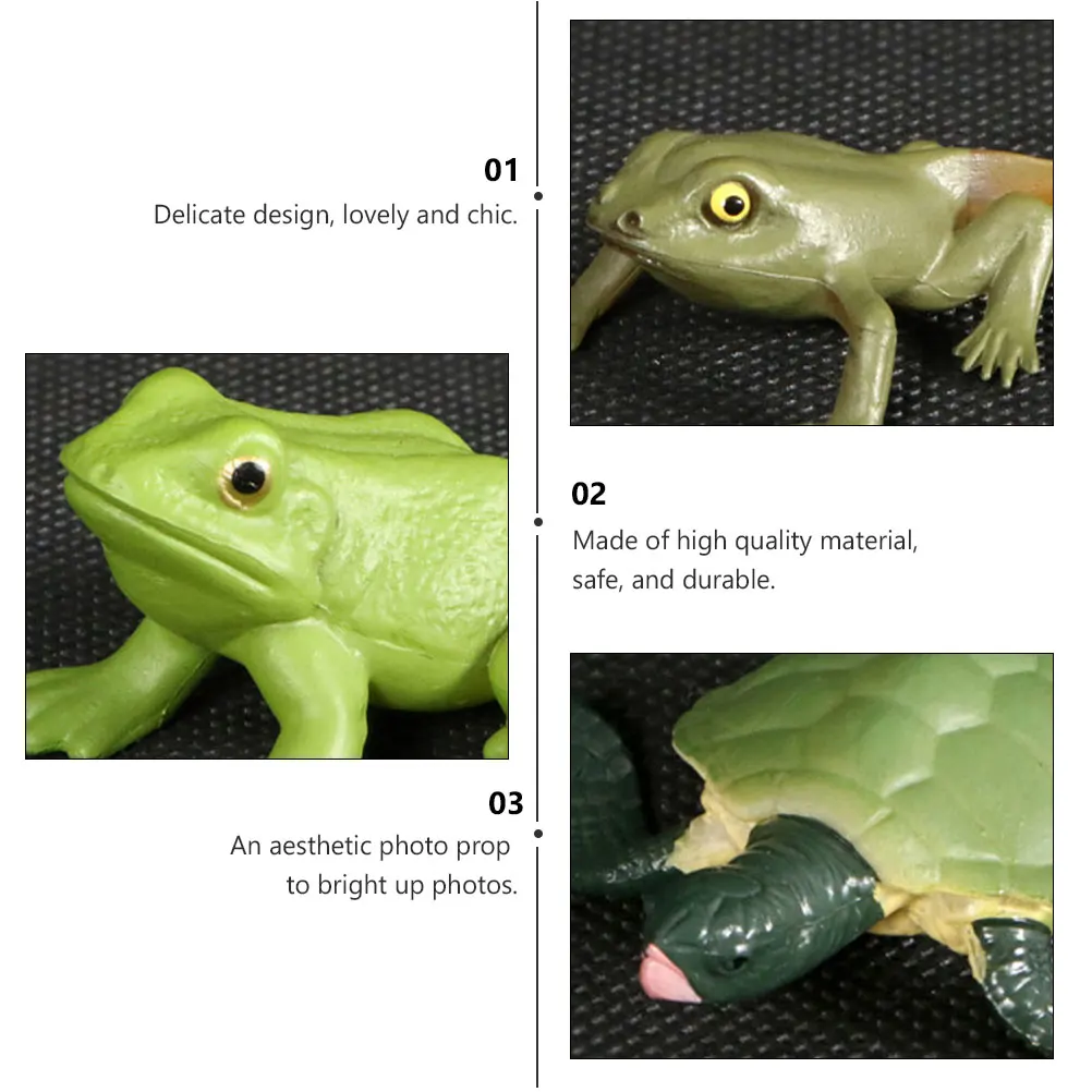

2Sets Simulation Animal Handicraft Frogs Turtle Decorative Ornaments for Kids Education Growth Stage Display Home Hotel