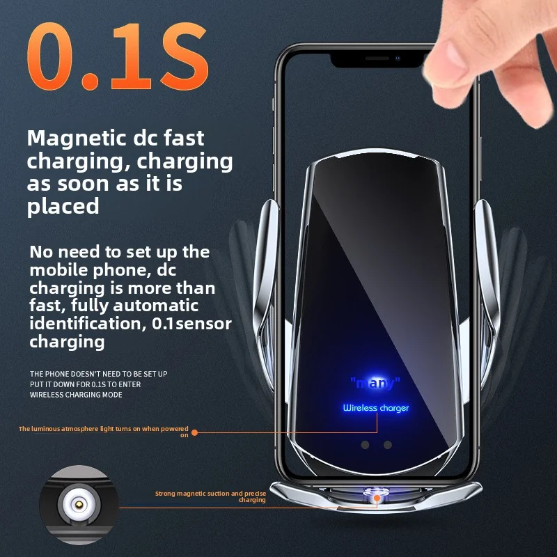 Car wireless charging mobile phone holder induction opening and closing car navigation car holder wireless charging 15W