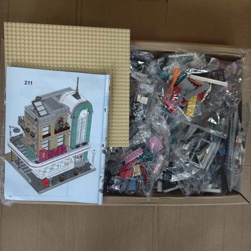2488-teiliger MOC Straßenansicht Nostalgisches Restaurant Baukasten Stadtarchitektur-Modell Sammlerstück Ausstellungsstück Spielzeug für Erwachsene 10260