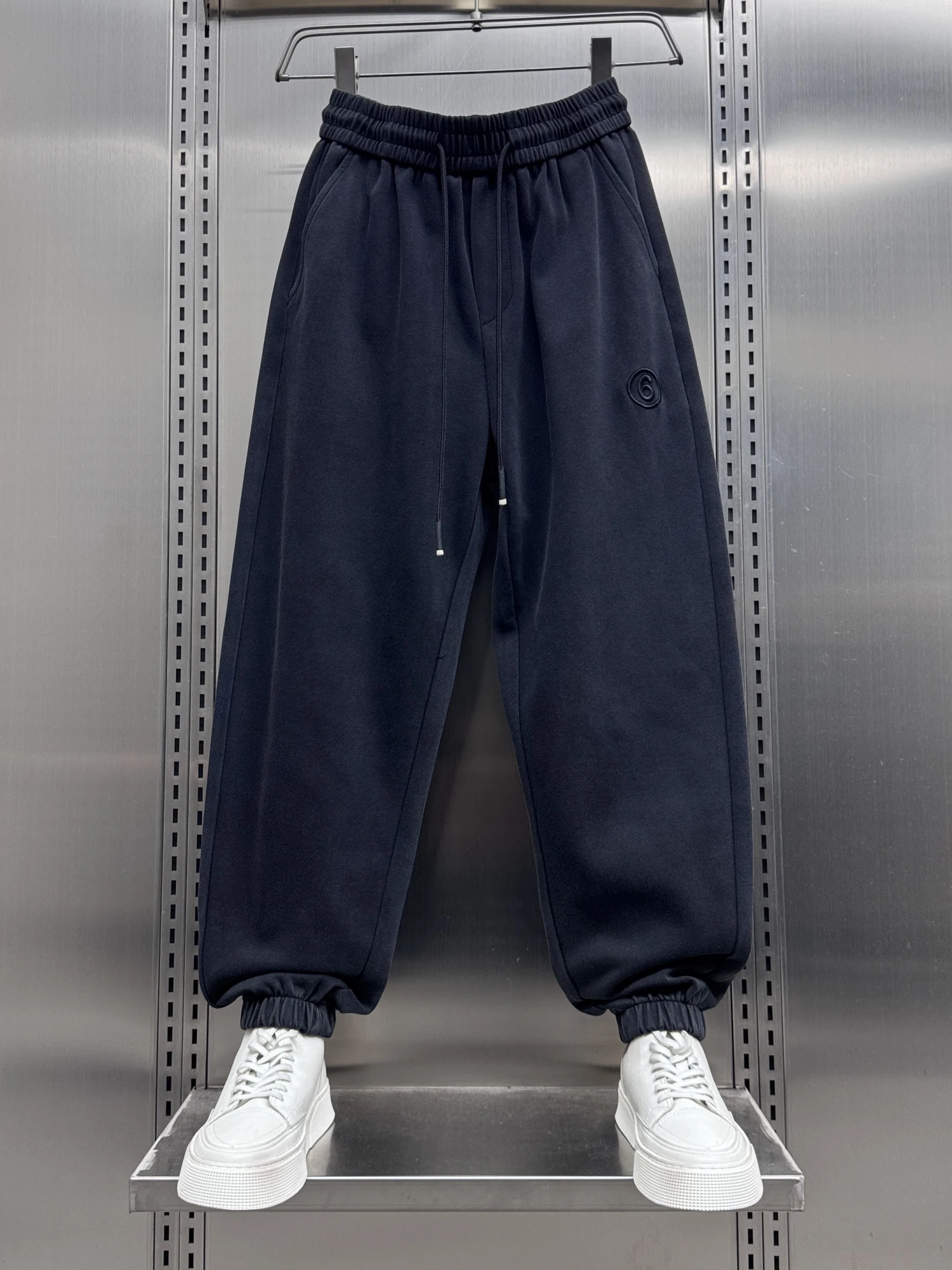 

Корейские простые однотонные мужские спортивные брюки-харланы, весенне-осенние универсальные повседневные брюки свободного кроя с лоскутным дизайном