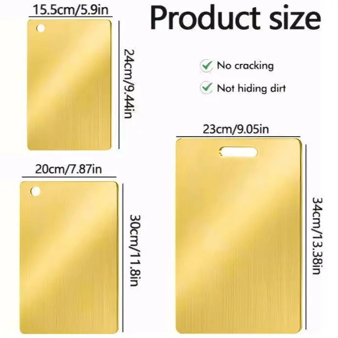 Tábua de corte de aço inoxidável de qualidade alimentar, tábua de cortar de cozinha antiderrapante para carne e vegetais, utensílios de cozinha