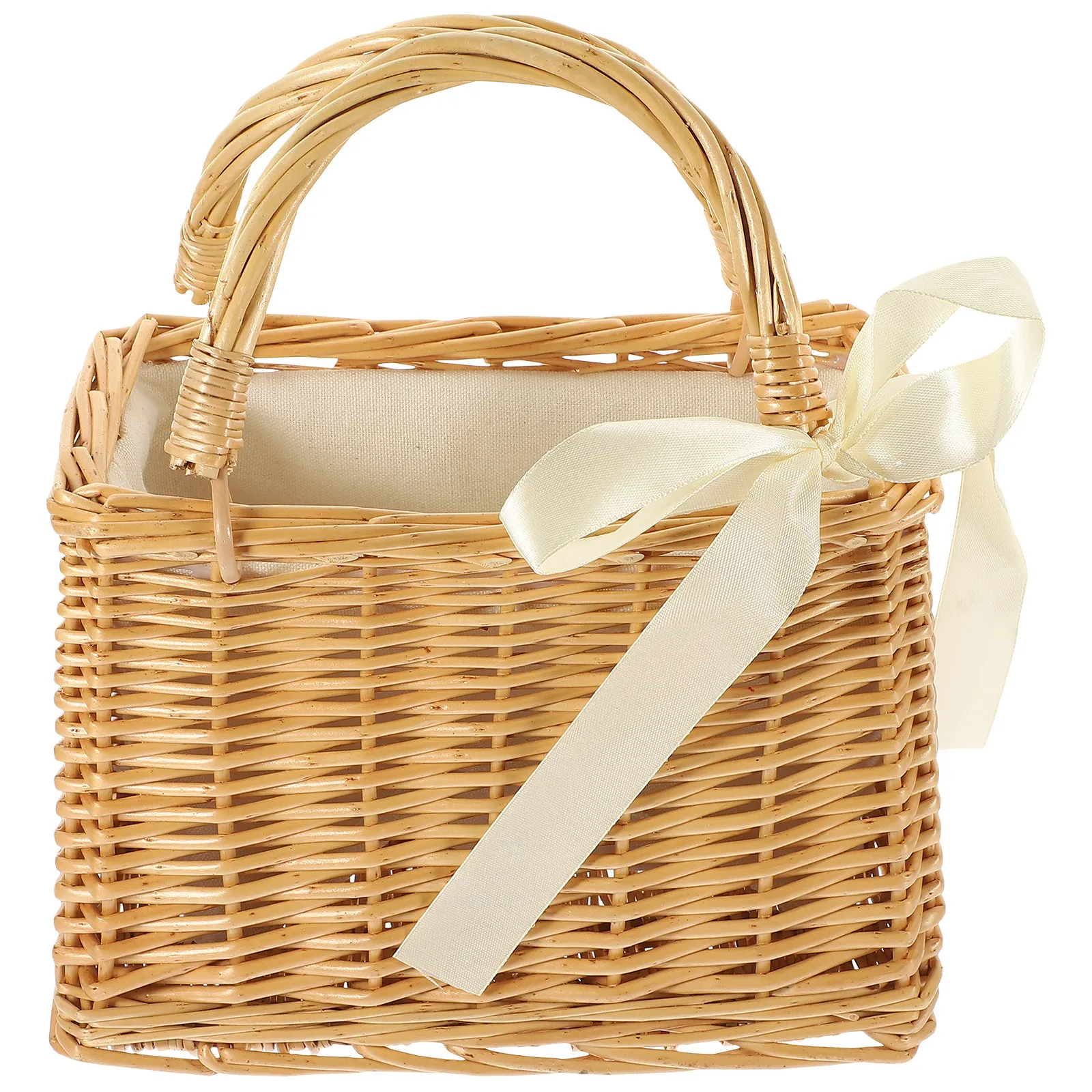 

Rural Hand Basket 9x6x5 Handmade Wicker Flower Holder Decorative Basket Purse Fruit Vegetable Storage Woven Bag