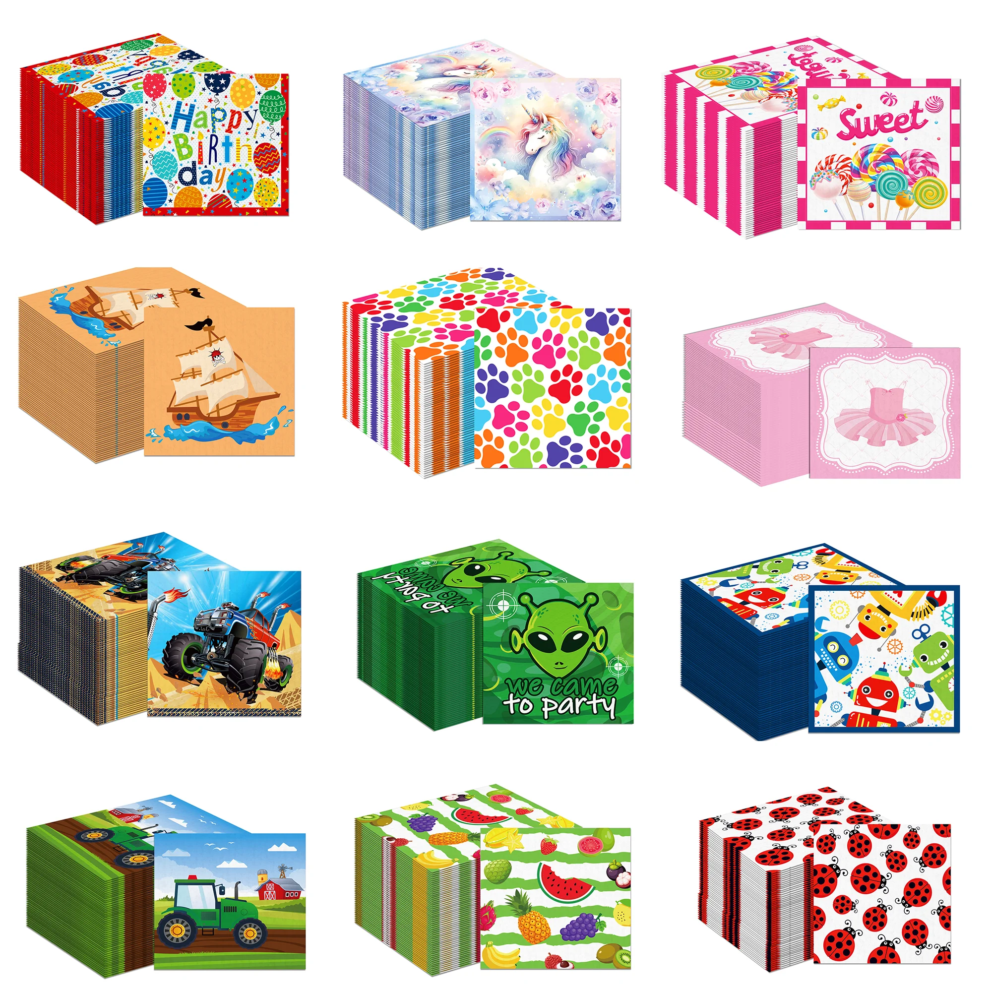 20/40/60 Stück Servietten für Geburtstagsfeier, Einweggeschirr, Abendessen, Papierservietten, Taschentücher ‌ Esszimmer ‌   Dekor für Kindergeburtstag