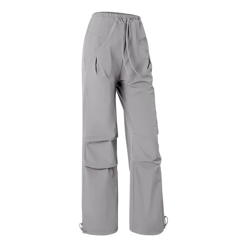 Autumn New Women's High Waist Cargo Pants Loose Fit Drawstring Wide Leg Trousers Casual Streetwear Plus Size Pocket Pants