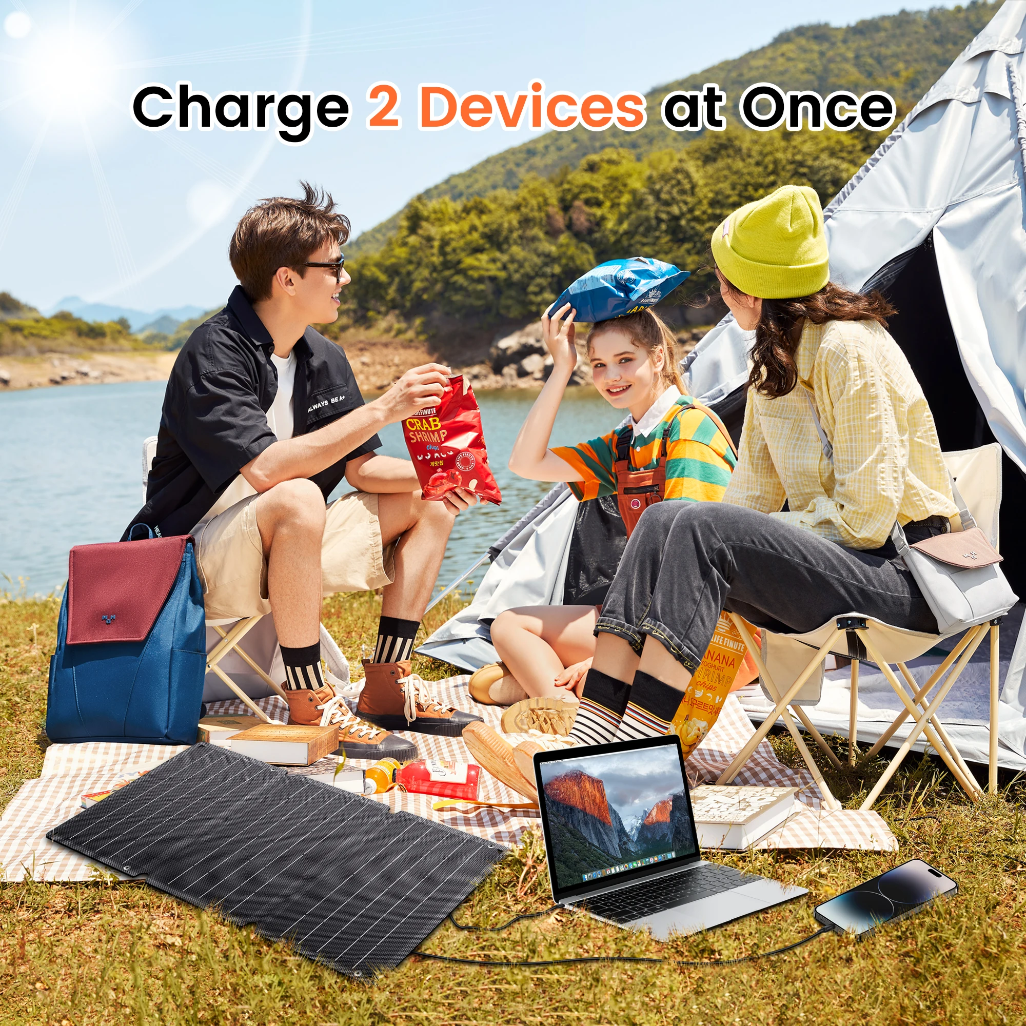 CTOLITY 21W 36W 54W Solar Panel Portable Foldable ETFE Waterproof Solar Charger for Travel Iphone Camping Hiking Travel Powerbank