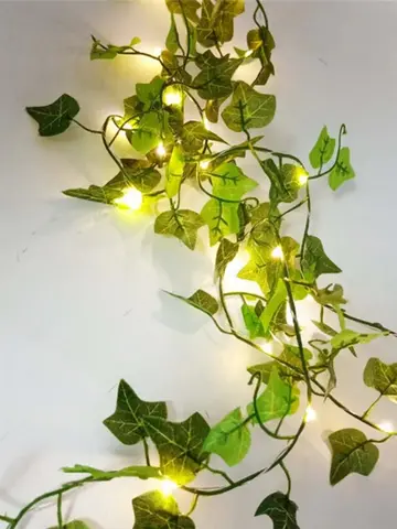 Flower Green Leaf String Lights Artificial Vine Fairy Lights Battery Powered Christmas Tree Garland Light for Weeding Home Decor