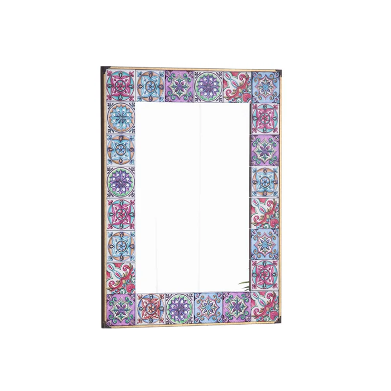 

Embossed painted mirror creative bathroom French retro wall-mounted full-length court square mirror