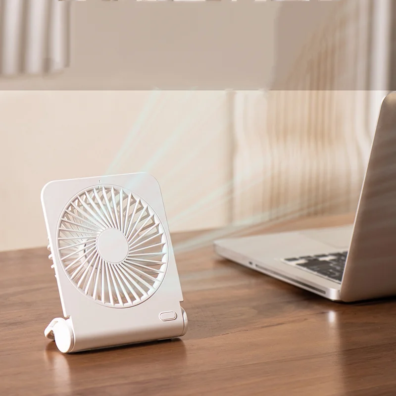 Small Desktop Fan Silent USB Strong Air Flow Cooling Light Thin Desktop Fan 2024 Mini Portable Mute Folding Fan Student Gift New