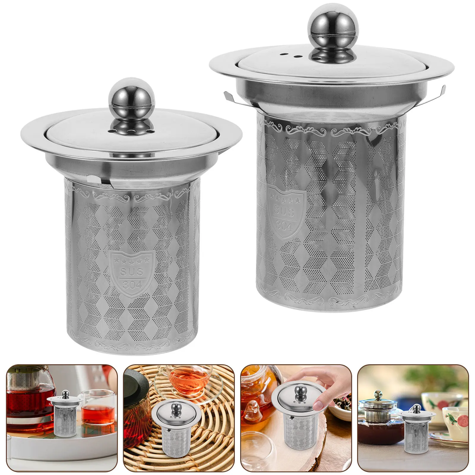 

2 Pcs Tea Infuser for Loose Leaf Insert Drainer Filter Reusable Stainless Teapot