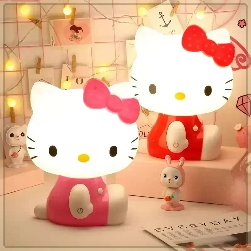 Hello Kitty 3D LED Small Night Lamp Touch Plug-in Baby Feeding home Bedroom Dreamy Sleep Light Eye Protection Bedside Room Decor 