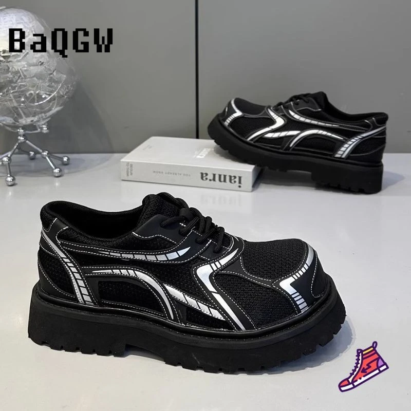 

Cool Men's Summer Casual Shoes Breathable Lightweight Comfortable Thick Bottom Fashionable Trendy Round Toe Rubber Outsole