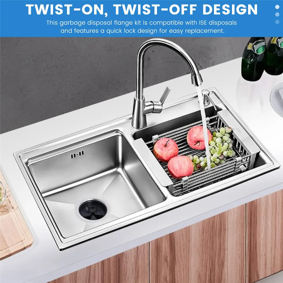 A45I Garbage Disposal Flange,Sink Garbage Disposal 3 Bolts Mounting 3 1/2 Sink Drain Hole,Kitchen Sink Flange Kit