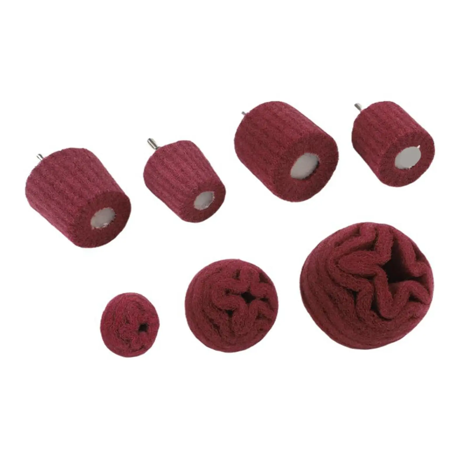Metal Polishing Set of 7 Mushroom Shaped Nylon Wheels with 320 Grit Mesh for Rust Removal and Finishing Applications