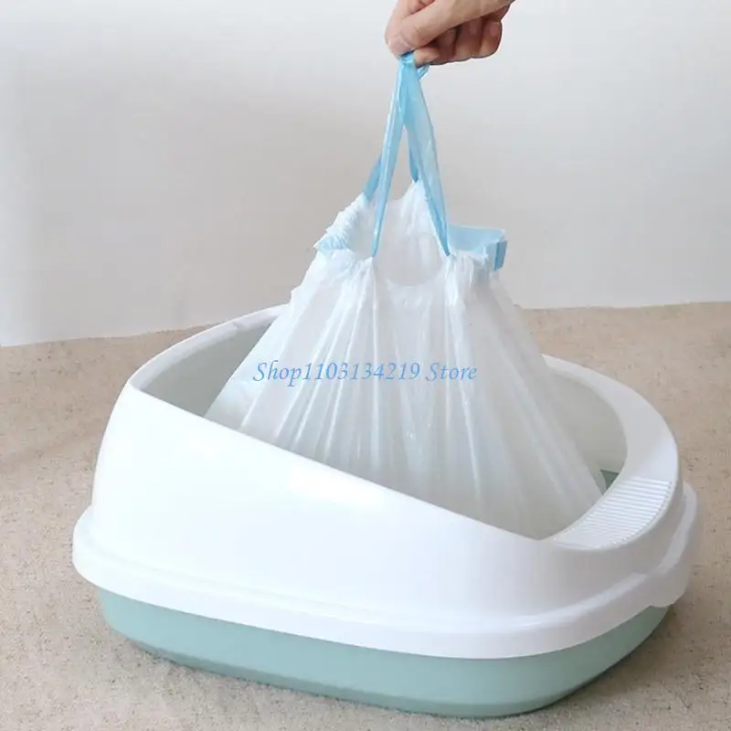 N5KC Cats Litter Box Liners Durable Drawstring Kitten Waste Litter Bags Litter Pan Bags Easy to Clean Multiple Sizes