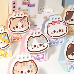 Cartoon Cat Table Calendar Cute Mini Portable 2025 Calendar Student Record Check In Desktop Ornament