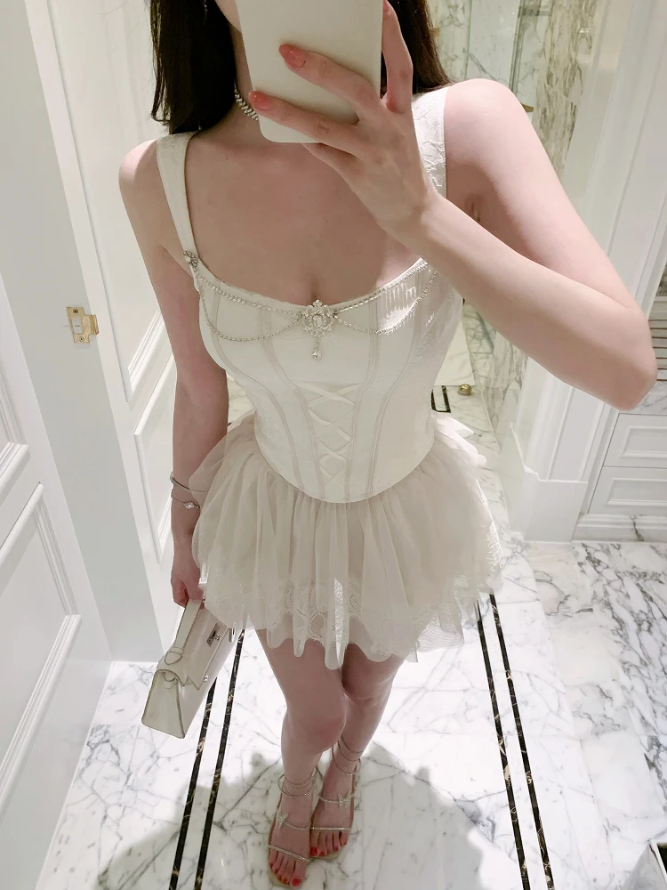 

Joykiki Heavy Worked Waist Cinching Cool Strap Set Sweet Sle ort Length Polyester Vest Top Women's Faion Summer 2025