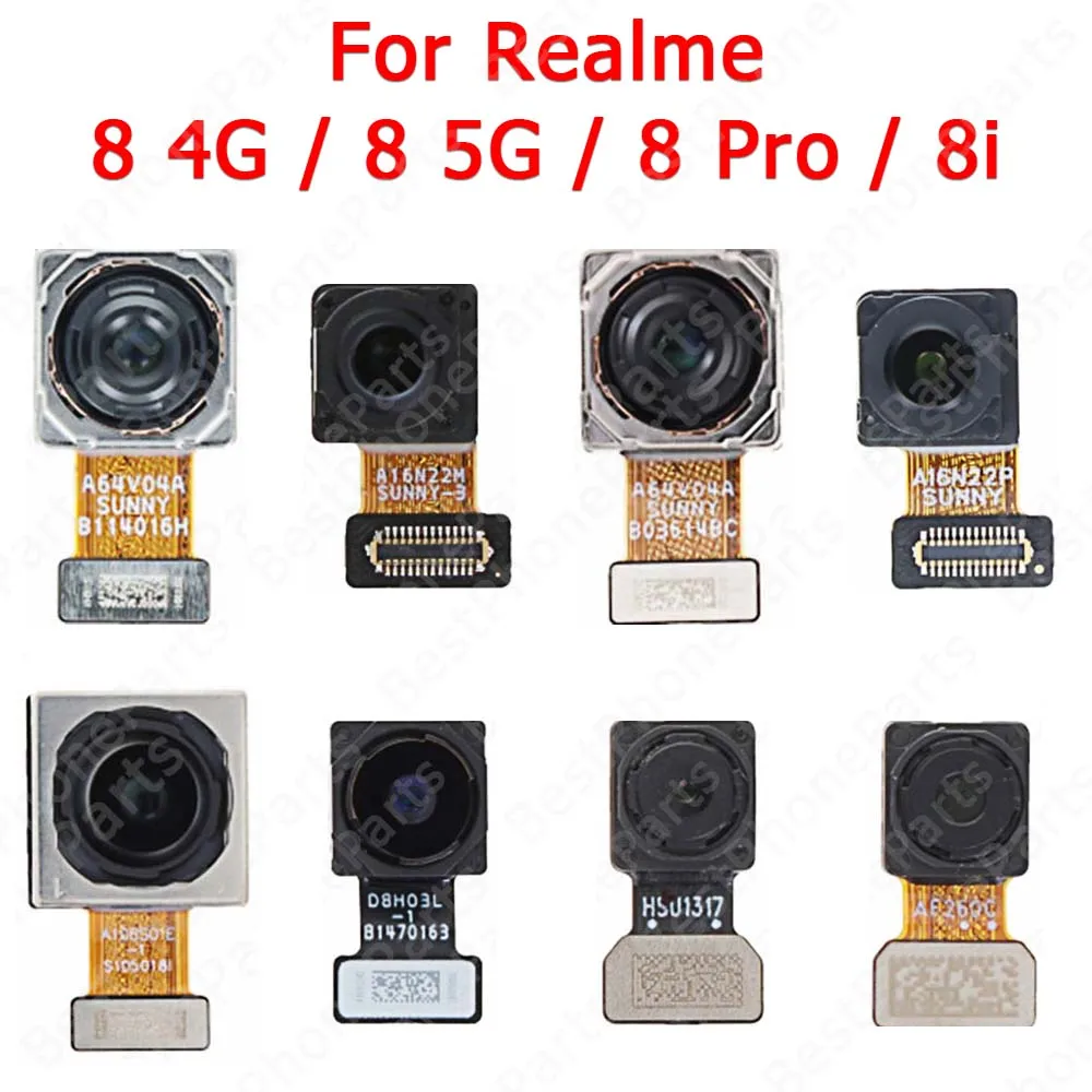 Moduł przedniej dużej tylnej kamery do Realme 8 Pro 8i 8Pro 5G Selfie Widok z tyłu Kamera tylna Części zamienne Flex