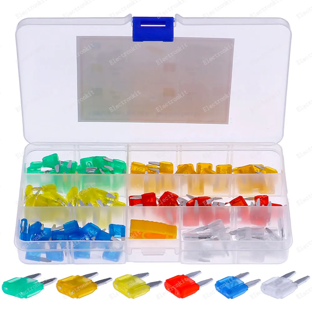 120Pcs Mini Blade Zekering Assortiment Set Automotive Truck Zekeringen Houder Gemengde Pack Kit 5A 10A 15A 20A 25A 30A