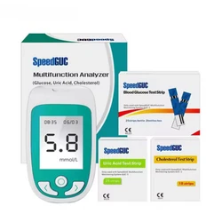 SpeedGuc-Analyseur Multifonction 3 en 1, Lecteur de Glycémie, de Cholestérol, d'Acide Urique, Accessoires de Santé